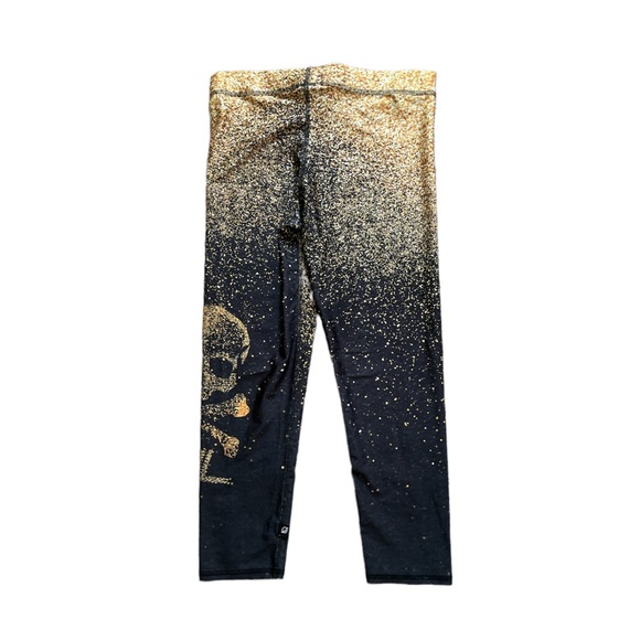 Terez Glitter Leggings Black Gold Medium soulcycle - Picture 4 of 6